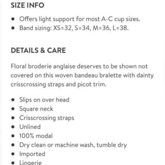 Free People Intimately Cassandra Ivory Floral Embroidered Crop Size XS - Picture 16 of 16